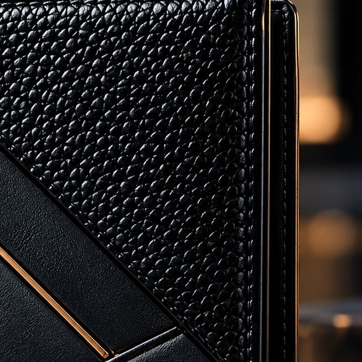 Pebbled leather grain in close detail.
